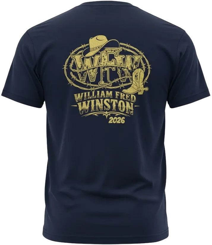 William Fred Winston navy t-shirt — back design